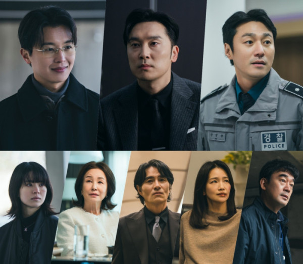 ▲‘아너 : 그녀들의 법정’ 연우진, 서현우, 최영준, 전소영, 김미숙, 이해영, 백은혜, 정희태(사진제공= KT스튜디오지니)