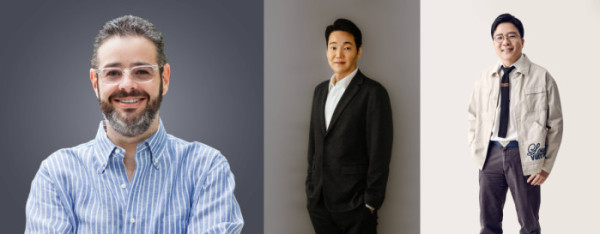 ▲아이작 리 하이브아메리카 의장 겸 CEO, 한현록 하이브재팬 대표이사, 김태호 하이브 COO(사진제공=하이브)
