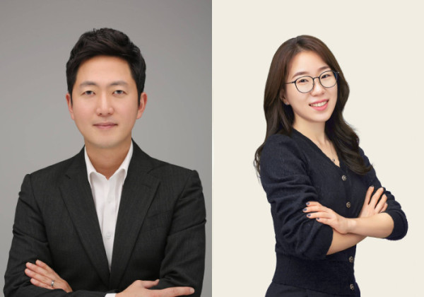 ▲이재상 하이브 대표이사, 오유진 하이브 쓰리식스티 사업대표(사진제공=하이브)