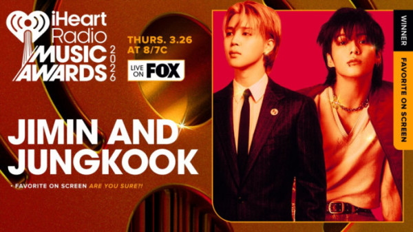 ▲방탄소년단 지민 정국(사진=2026 아이하트라디오 SNS)