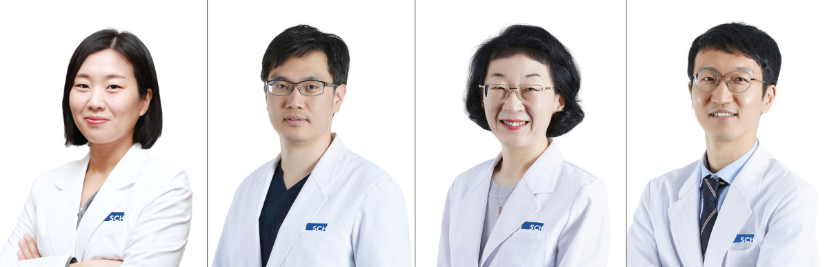 ▲(왼쪽부터)오정원 서울대 보건대학원 예방의학교실, 윤석윤 순천향대서울병원 종양혈액내과 교수, 최규연 순천향대서울병원 산부인과 교수, 권성순 순천향대서울병원 심장내과 교수 (사진제공=순천향대서울병원)