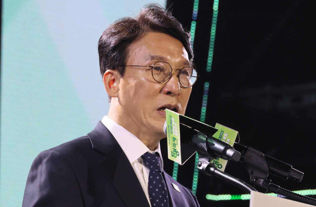 ▲김민석 국무총리가 11일 전북 전주실내체육관에서 열린 동행축제 개막식에서 축사하고 있다. (연합뉴스)