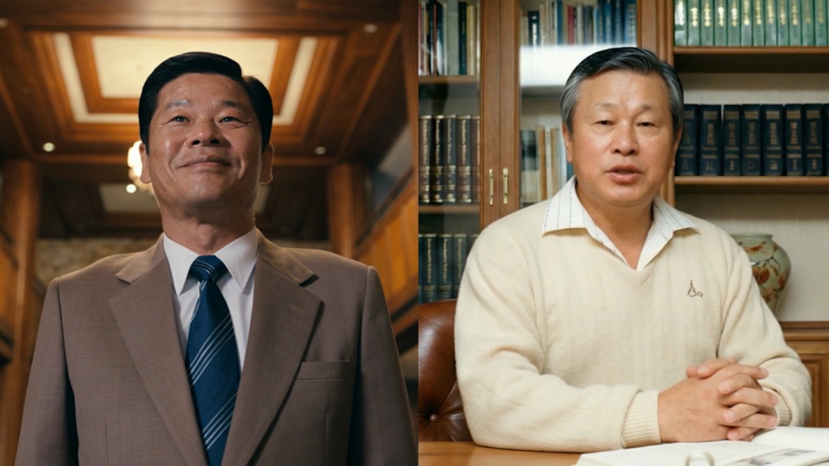 ▲SK그룹 창립 73주년을 맞아 제작된 영상에서 인공지능(AI)으로 재현된 최종건 창업회장(왼쪽)과 최종현 선대회장 (사진=SK수펙스추구협의회)