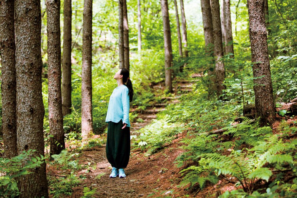 ▲종자산을 거닐며 자연과 호흡하는 숲 테라피.(힐리언스 선마을)