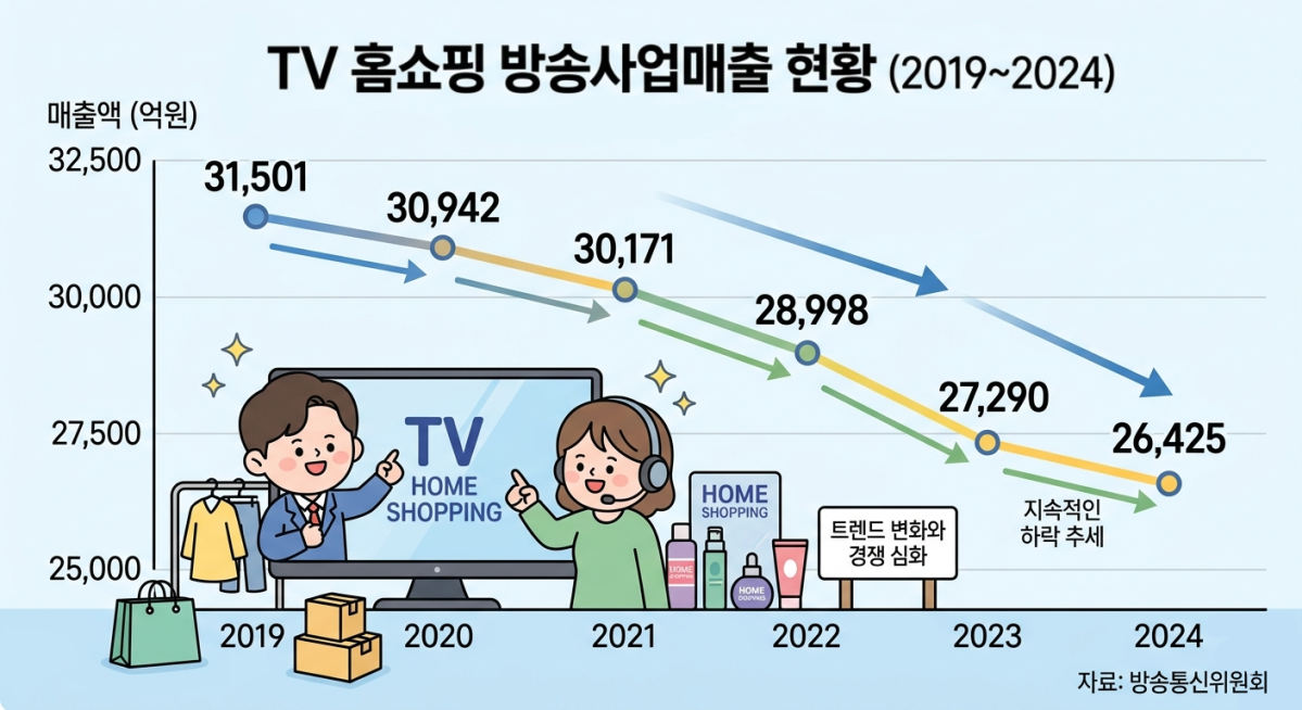 ▲TV 홈쇼핑 방송사업매출 현황. (Gemini AI 기반 편집 이미지)