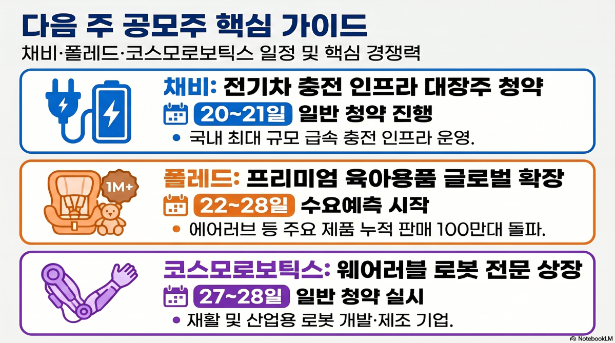 [주간 IPO] 폴레드 수요예측 돌입…채비 상장·코스모 수요예측 마무리