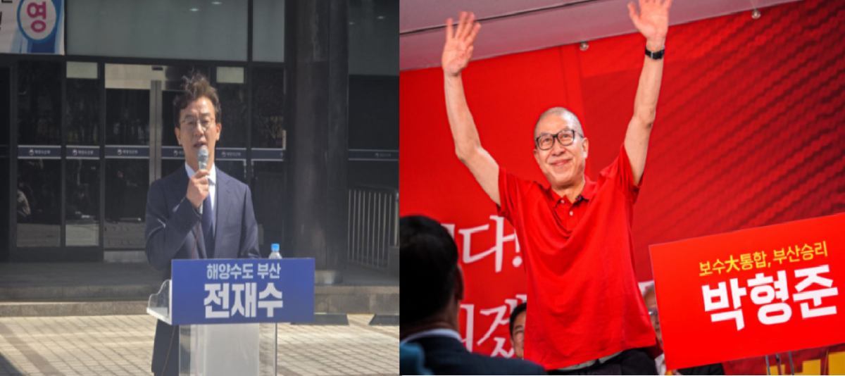 ▲더불어민주당 전재수 부산시장후보-국민의힘 박형준 부산시장 후보 (서영인 기자 @hihiro)
