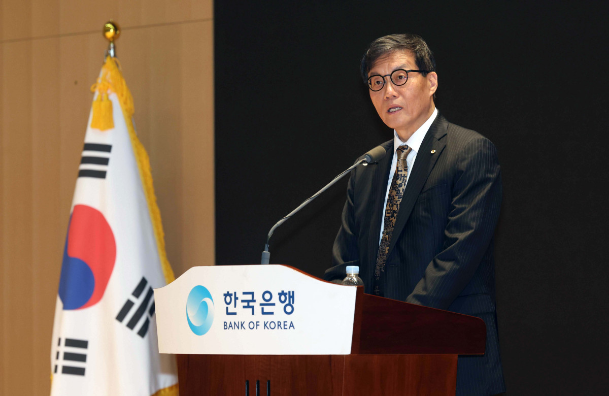 ▲이창용 한국은행 총재가 20일 서울 중구 한국은행에서 열린 이임식에서 이임사를 하고 있다. 신태현 기자 holjjak@