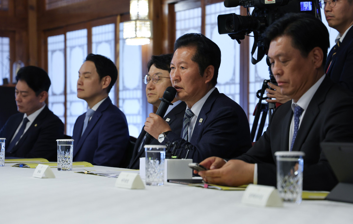 ▲더불어민주당 정청래 대표가 22일 서울 종로구 삼청동 총리공관에서 열린 고위당정협의회에서 발언하고 있다. (연합뉴스)