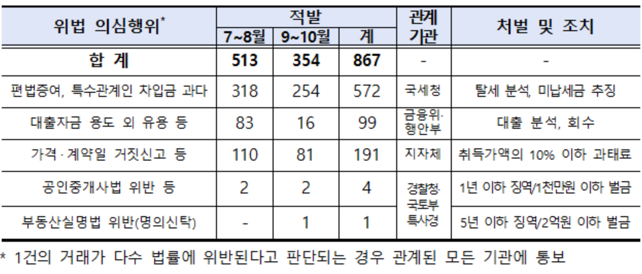 ▲서울·경기 주택 이상거래 기획조사 결과. (사진제공=국토교통부)