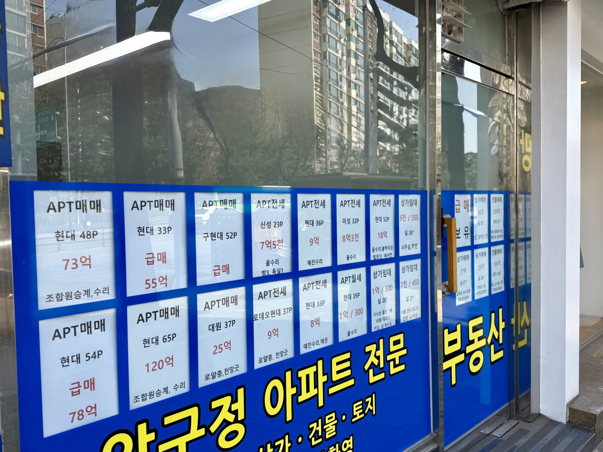 ▲강남구 한 공인중개사무소 앞에 아파트 '급매물'을 포함한 매물 안내가 붙어있다. (이투데이 DB)