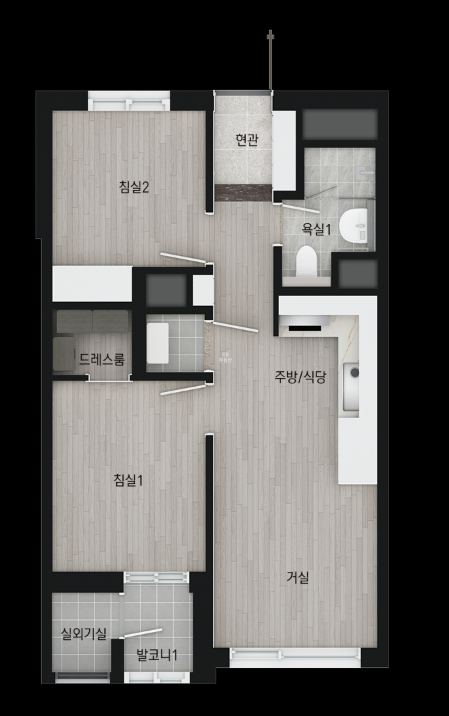 ▲오티에르 반포 44㎡ 평면도. (출처=KB부동산 캡처)
