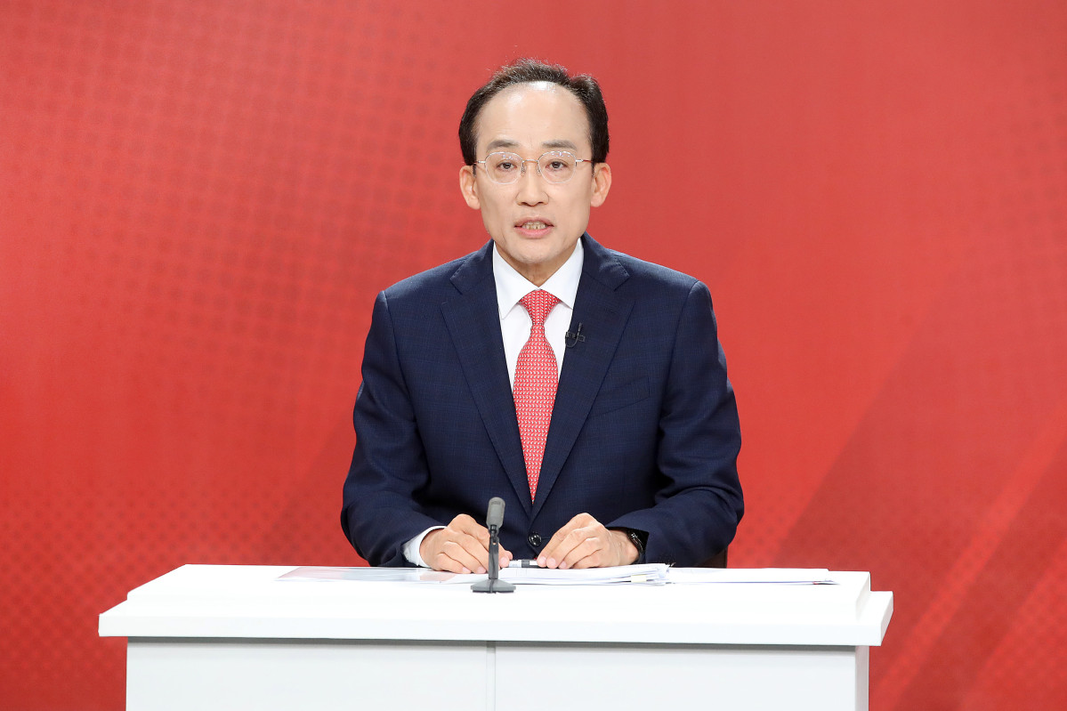 ▲추경호 국민의힘 대구시장 예비후보가 13일 대구 수성구 대구MBC에서 열린 제9회 전국동시지방선거 국민의힘 대구시장 경선 비전토론회에서 발언하고 있다. (사진=뉴시스)