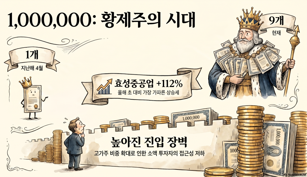100만원 넘는 ‘황제주’, 일년 새 1개→9개⋯치솟는 주가에 높아진 문턱