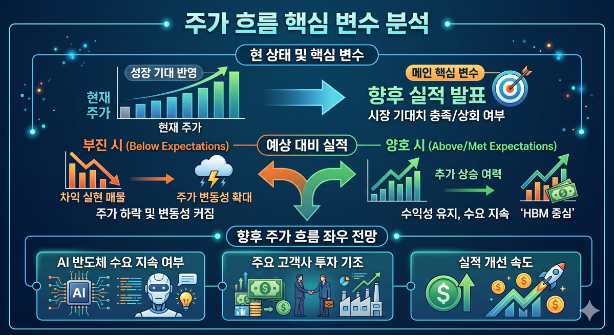 ▲SK하이닉스 주가 흐름 핵심 변수 분석. (AI 기반 편집 이미지)