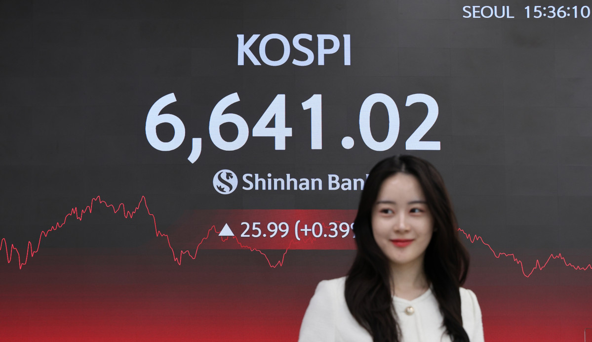 ▲28일 한국거래소에 따르면 코스피 지수는 전 거래일 대비 25.99포인트(0.39%) 오른 6641.02에 장을 마감했다. 전날 종가이자 전고점 기록인 6615.03을 하루 만에 경신했다. (제공=신한투자증권)