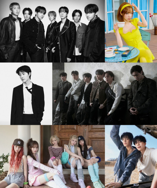 ▲방탄소년단, 최예나, 우즈, 엑소·NCT JNJM, 키키(사진제공=각 소속사 )