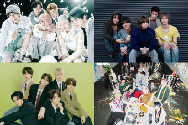 ▲엔시티 위시(왼쪽 위부터 시계방향), 코르티스, 넥스지, 투어스(사진출처=SM, 빅히트뮤직, JYP, 플레디스)
