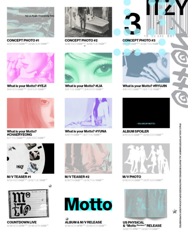 ▲있지 'Motto' 스케줄러(사진출처=JYP엔터테인먼트)