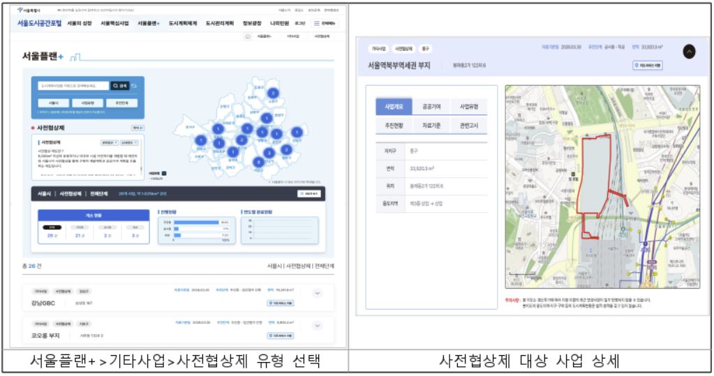 ▲도시계획사업 통합플랫폼 '서울플랜+' 화면 (서울시 제공)