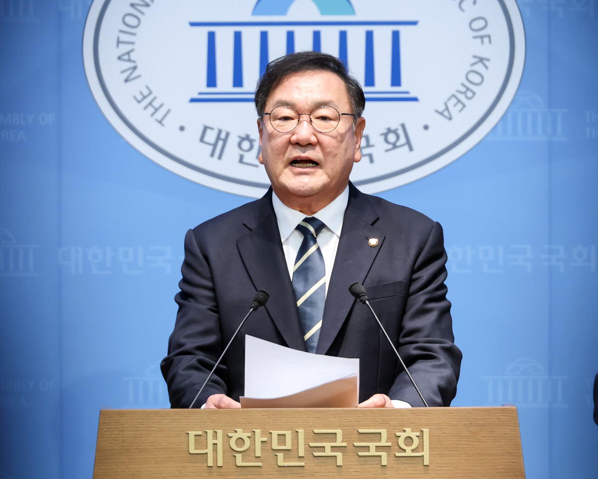 ▲더불어민주당 김태년 의원이 4일 국회 소통관에서 국회의장 선거 출마 기자회견을 하고 있다. 사진=연합뉴스