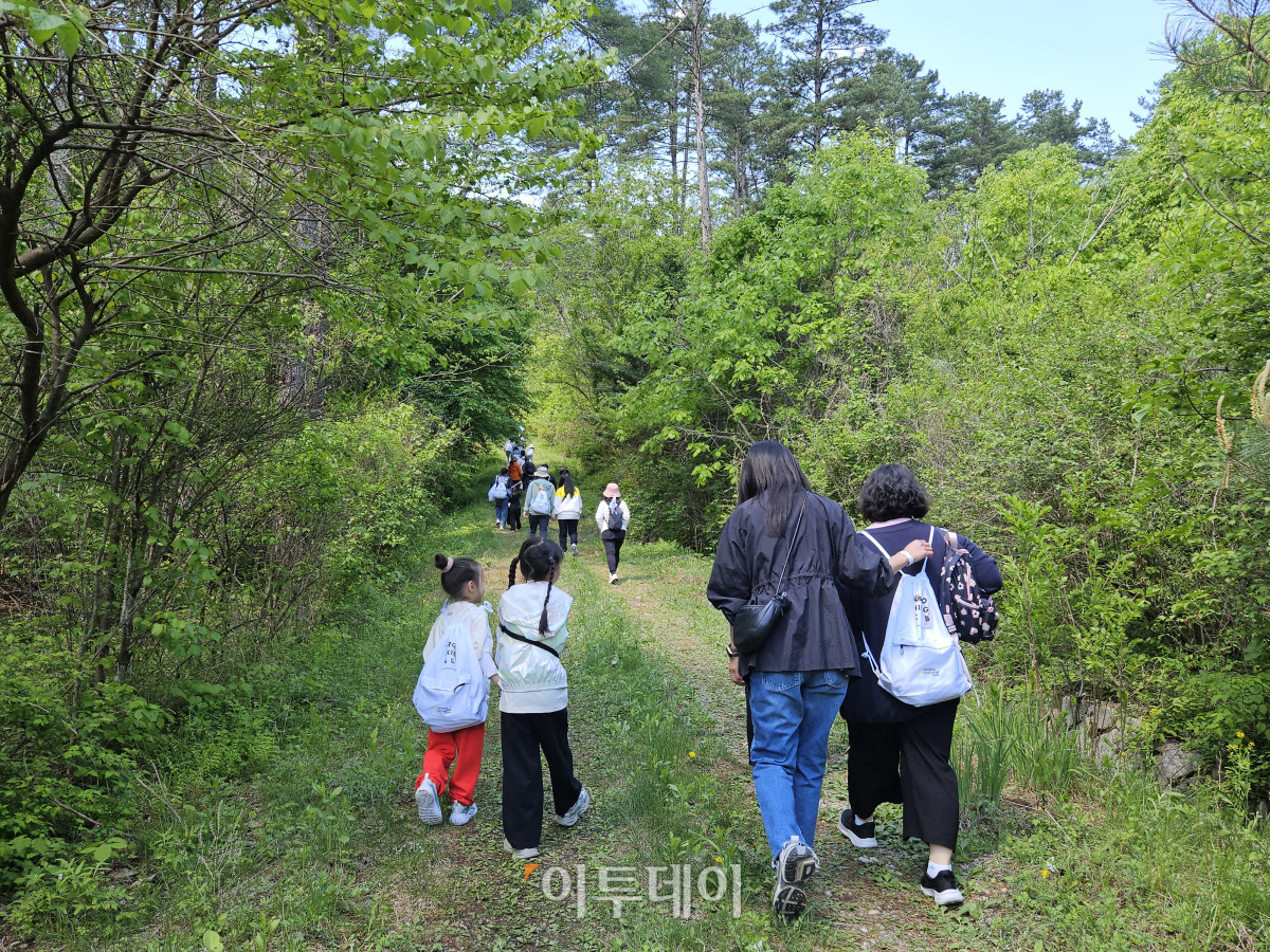 ▲참가자들이  ‘냇지오 하이킹클럽’ 코스를 따라 길을 걷고 있다. (문현호 기자 m2h@)