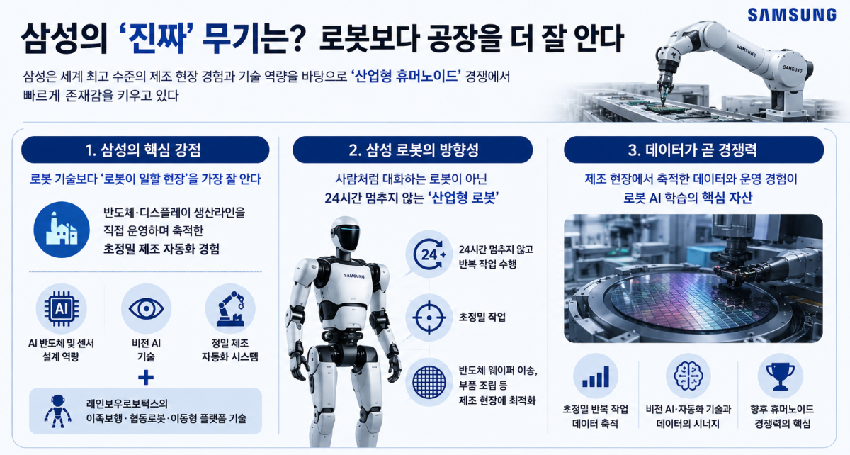 ▲삼성의 ‘진짜’ 무기는? 로봇보다 공장을 더 잘 안다. (사진=챗GPT AI 생성)