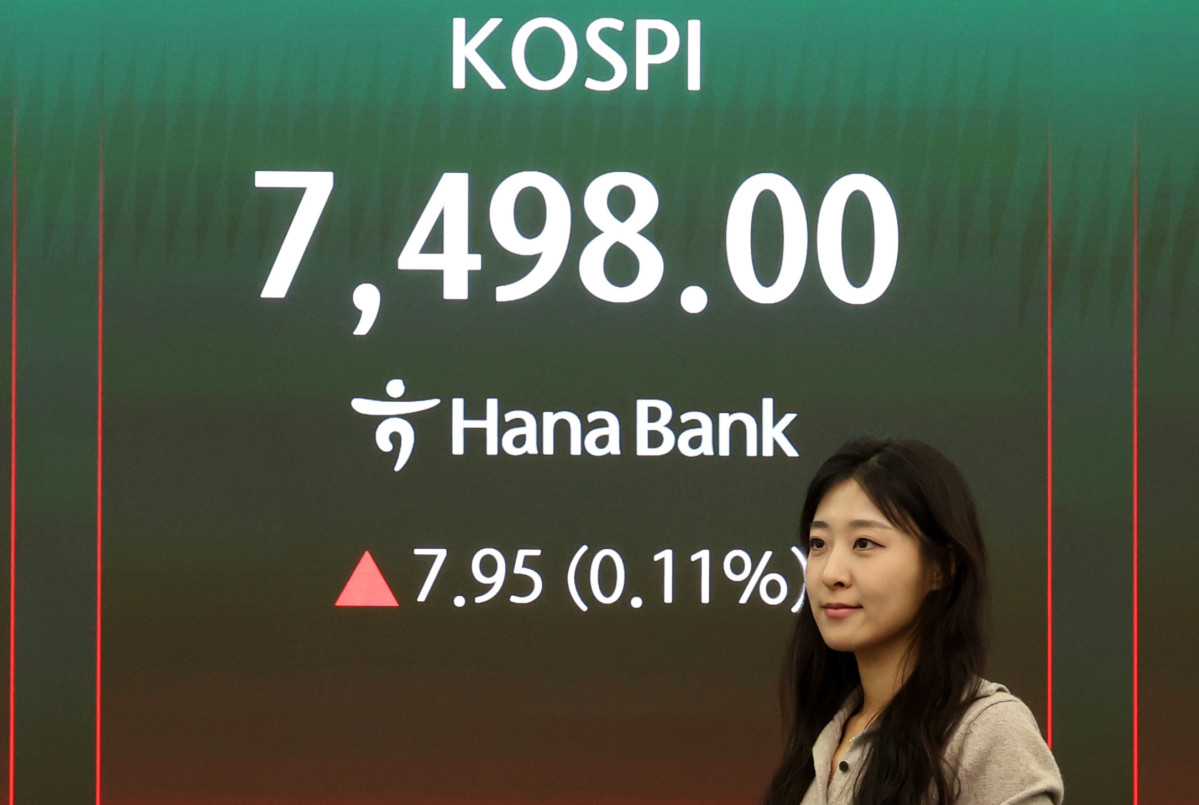 ▲코스피 지수가 사상 최고치로 마감한 8일 오후 서울 중구 하나은행 딜링룸 전광판에 종가가 표시되어 있다. (뉴시스)