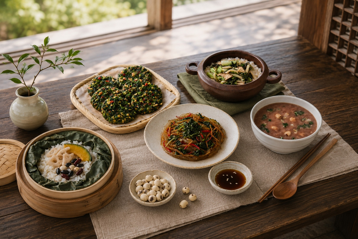 ▲사찰음식 간편식 5종 제품 사진. (사진제공=현대그린푸드)