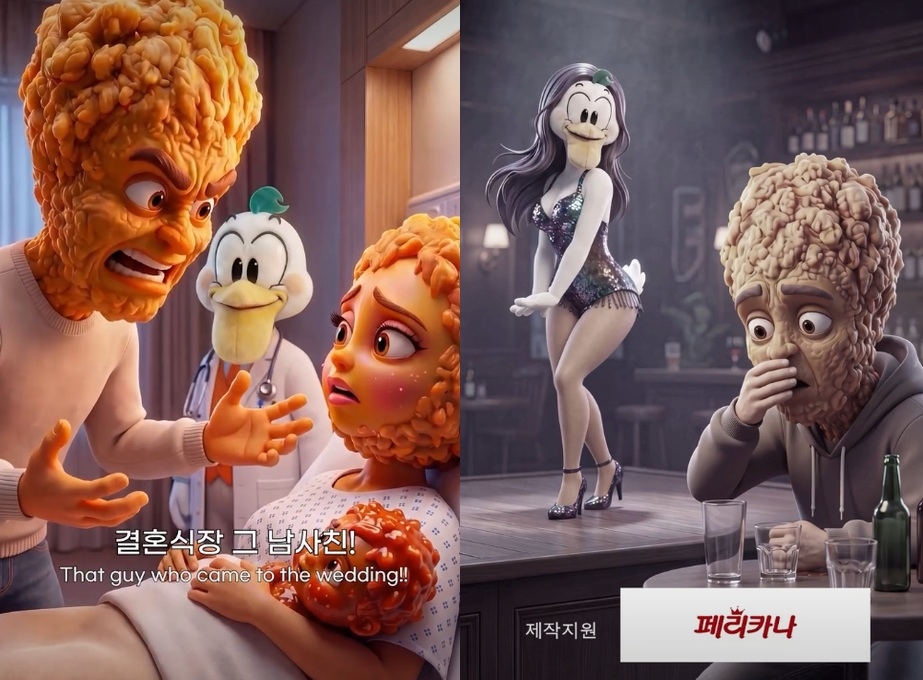 ▲문제가 됐던 페리카나 광고 영상 장면. (페리카나 광고 캡처.)