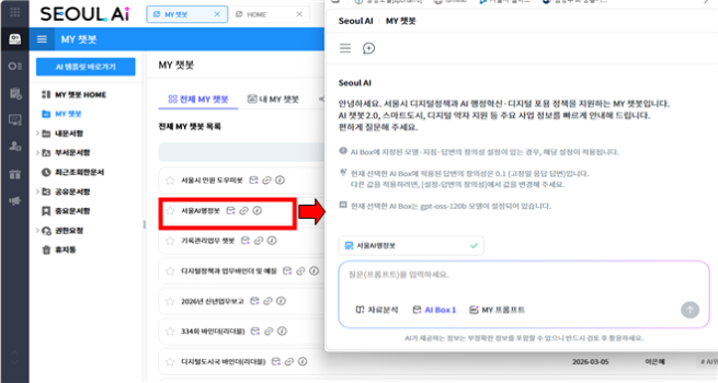 ▲직원용 AI 행정 지원 서비스. (사진제공=서울시)