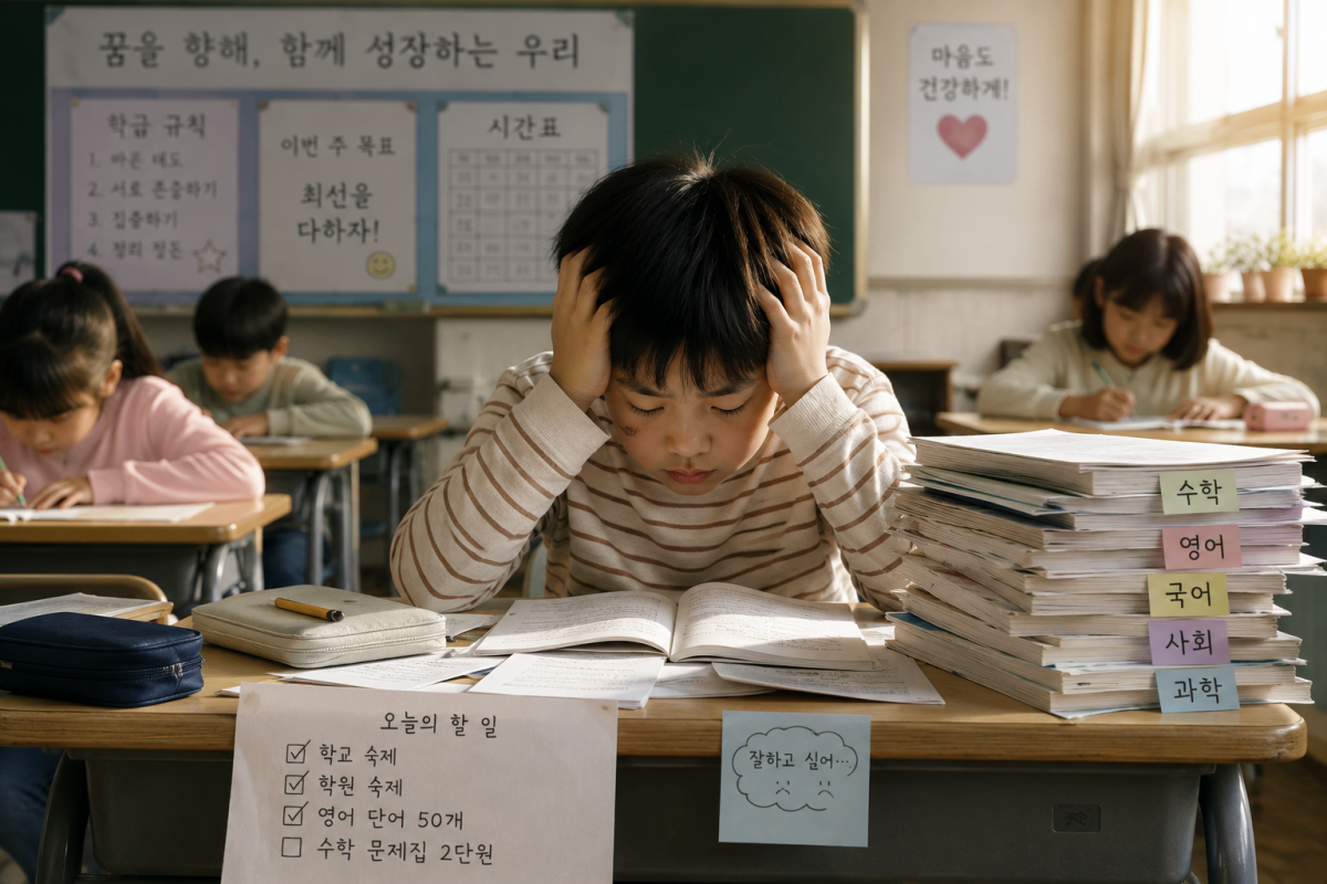 ▲공부하는 초등학생의 모습. (사진=챗GPT AI 생성)