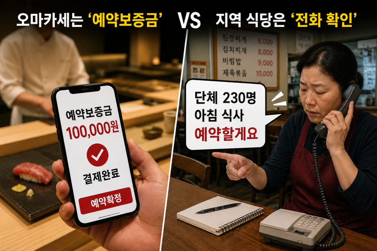 ▲오마카세는 '예약보증금', 지역 식당은 '전화 확인'. (사진=챗GPT AI 생성)