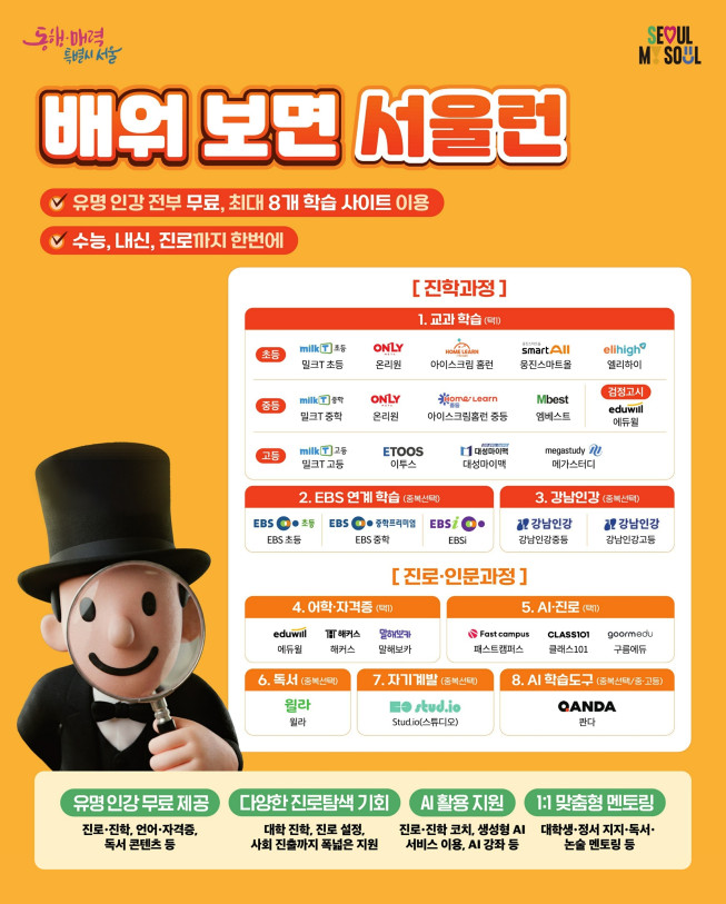 ▲서울런 학습 내용 설명 포스터. (자료제공=서울시)