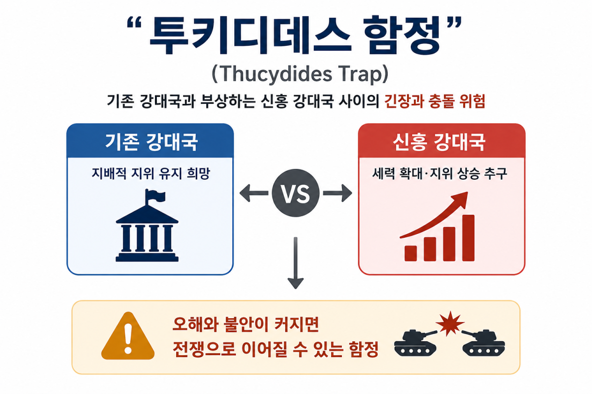 ▲투키디데스 함정 설명. (AI 기반 편집 이미지)