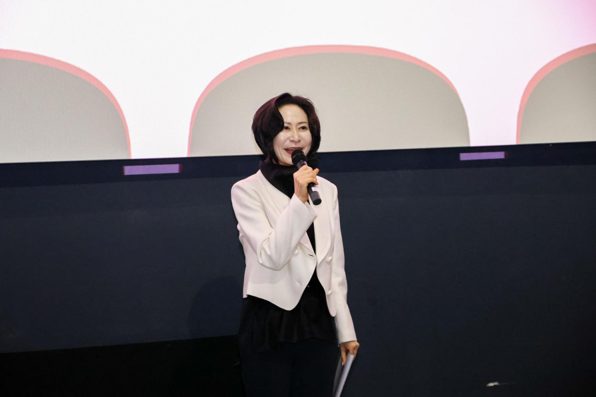▲환영사 중인 장혜선 롯데장학재단 이사장 (사진제공=롯데장학재단)