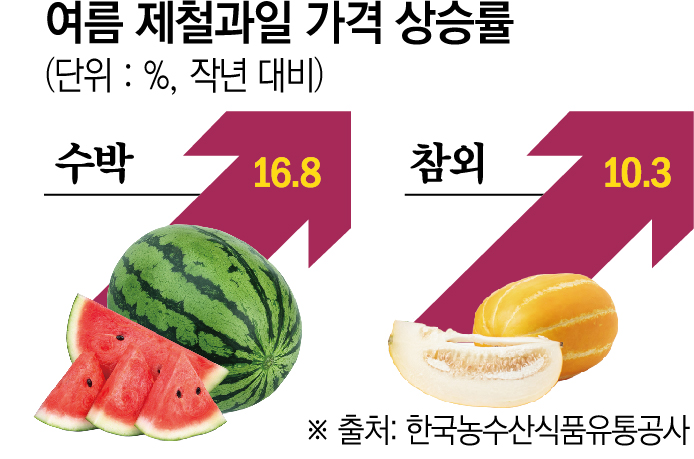 ▲여름 제철과일 가격 상승률 (이투데이 그래픽팀=신미영 기자)