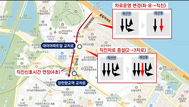 ▲서울 강서로 개선안 설명도. (자료제공=서울시)
