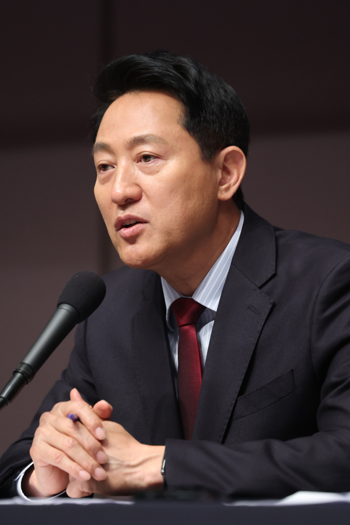 ▲오세훈 국민의힘 서울시장 후보가 20일 서울 중구 프레스센터에서 열린 관훈토론회에서 발언하고 있다. (연합뉴스)