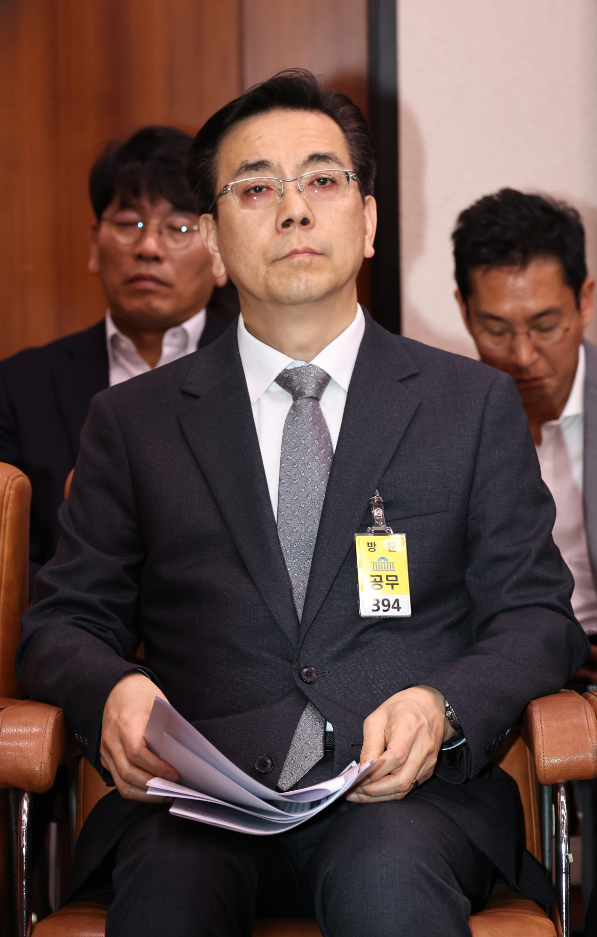 ▲이한우 현대건설 대표이사 부사장이 20일 오전 서울 여의도 국회 국토교통위원회에서 열린 GTX 삼성역 철근누락 관련 긴급현안질의에 출석해 있다. (사진제공=뉴시스)