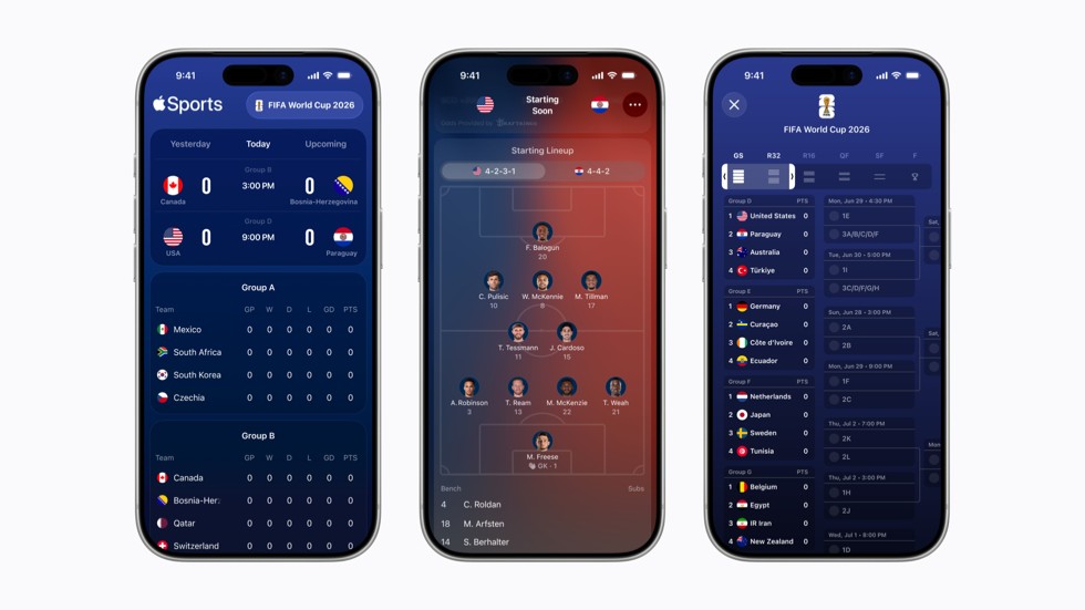 ▲월드컵 개막을 앞두고 Apple Sports 앱이 이제 전 세계 170개 이상의 국가 및 지역에서 제공된다. (사진제공=애플)
