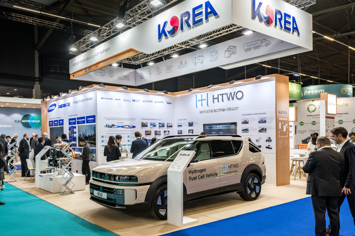 ▲월드 하이드로젠 서밋 2026(World Hydrogen 2026 Summit & Exhibition) 한국관에 마련된 현대차그룹 부스. (사진=현대차)