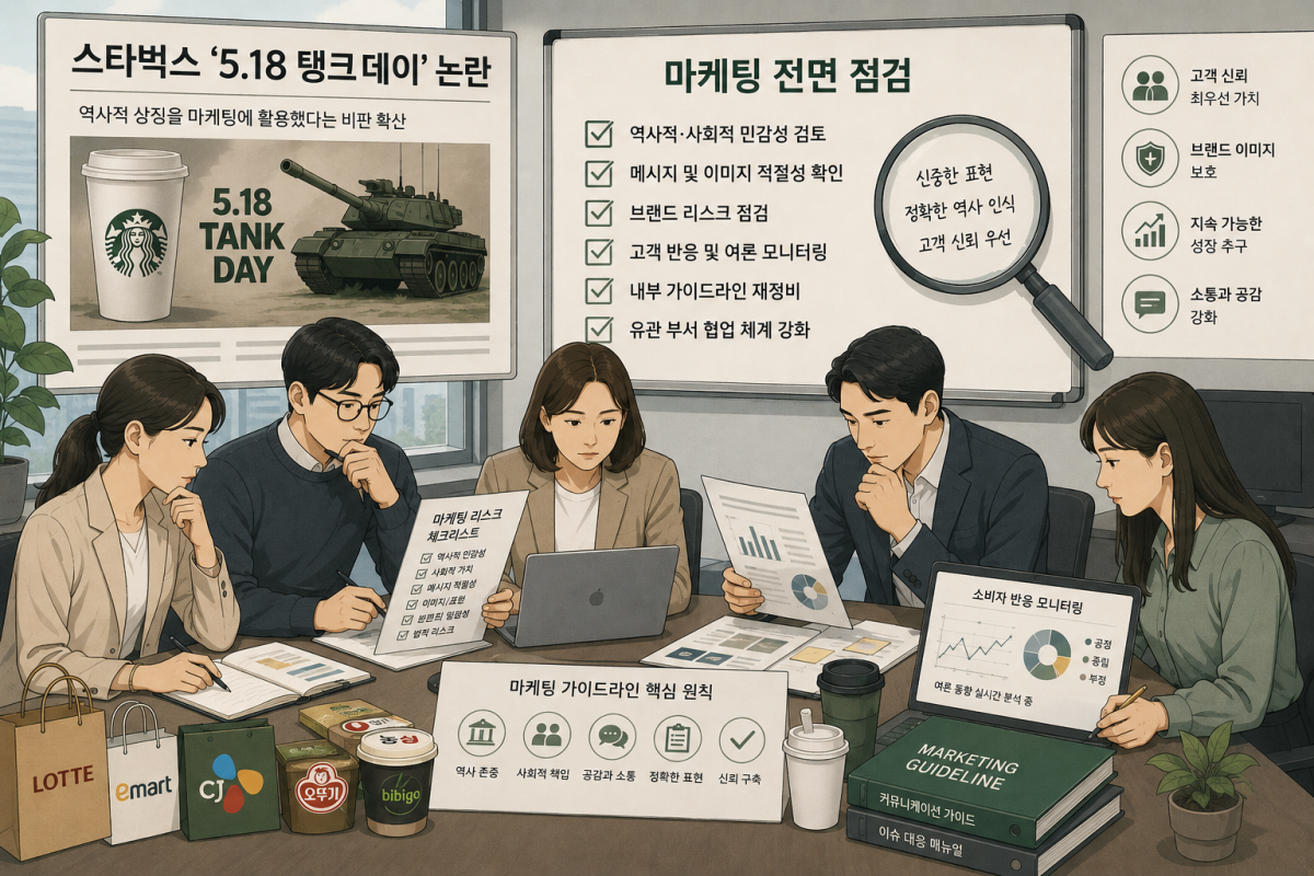 ▲스타벅스 '5.18 탱크데이' 이후 마케팅 프로세스 재점검 일러스트 (ChatGPT AI 기반 편집 이미지)