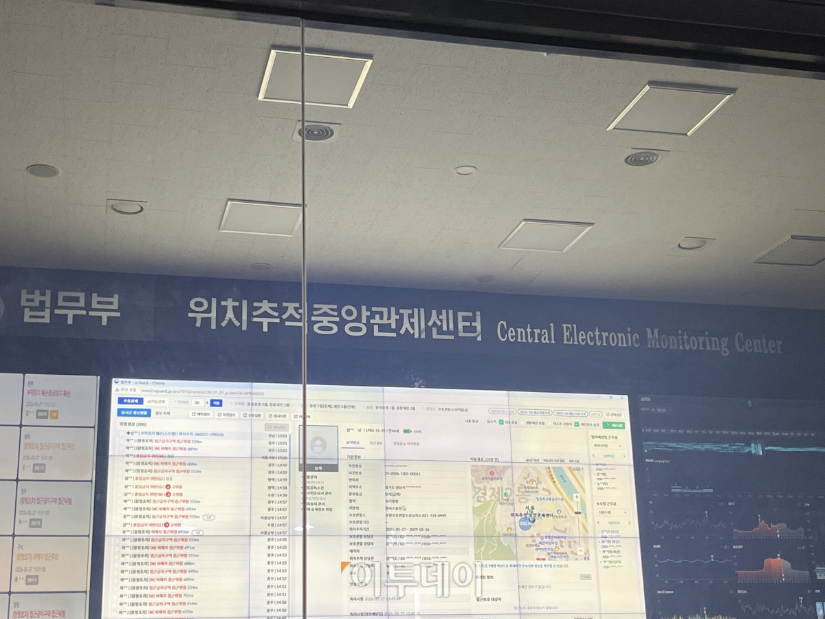 ▲서울 동대문구에 있는 위치추적중앙관제센터직원들이 27일 전자장치를 부착한 가해자들의 실시간 동선을 확인하고 있다. (박진희 기자 jinhee12@)