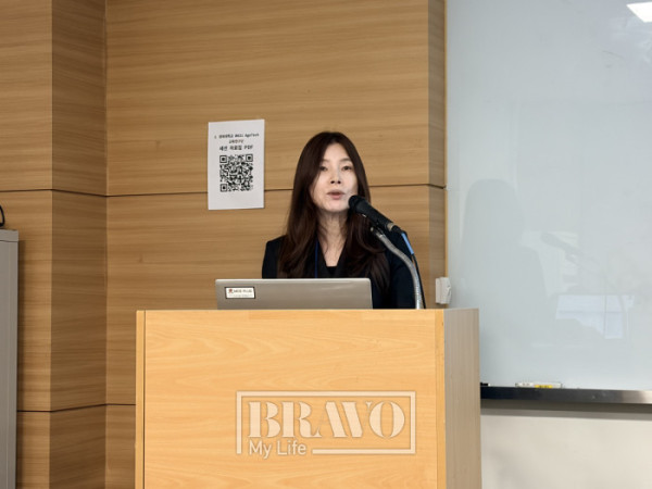 ▲김영선 경희대학교 교수가 29일 세종대학교 컨벤션센터에서 열린 2026년 한국노년학회 전기학술대회 기획세션에서 ‘AgeTech 최신동향 및 트렌드'를 주제로 발표하고 있다.(박지수 기자 jsp@)