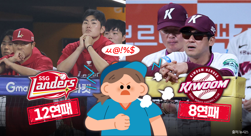 ▲12연패 SSG vs 8연패 키움, 프로야구 연패·연승이 미치는 영향 (디자인=김다애 디자이너 mnbgn@디자)