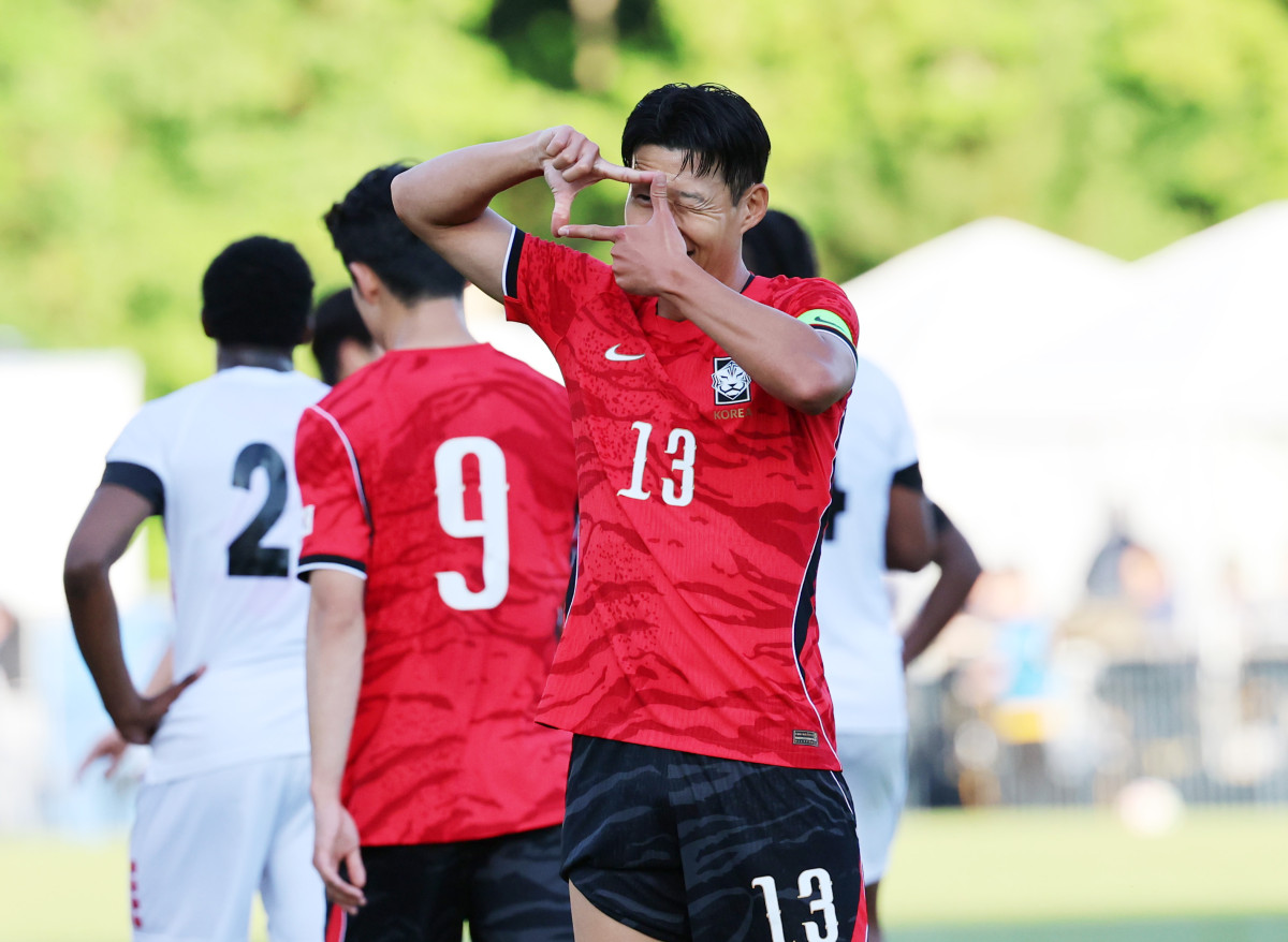 ▲한국 대표팀 주장 손흥민(LAFC)이 첫 골을 성공시키고 세리머니를 하고 있다. (연합뉴스)