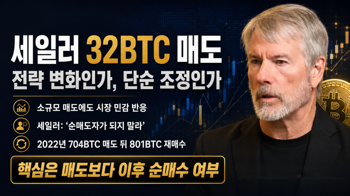 ▲32BTC 매도 정황이 알려진 뒤 시장의 해석이 엇갈리는 가운데, 매도 자체보다 이후 순매수 여부가 더 중요한 관전 포인트로 떠오르고 있다. (챗GPT)