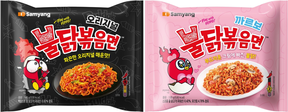 ▲페포 캐릭터가 적용된 불닭볶음면 제품. (사진제공=삼양식품)