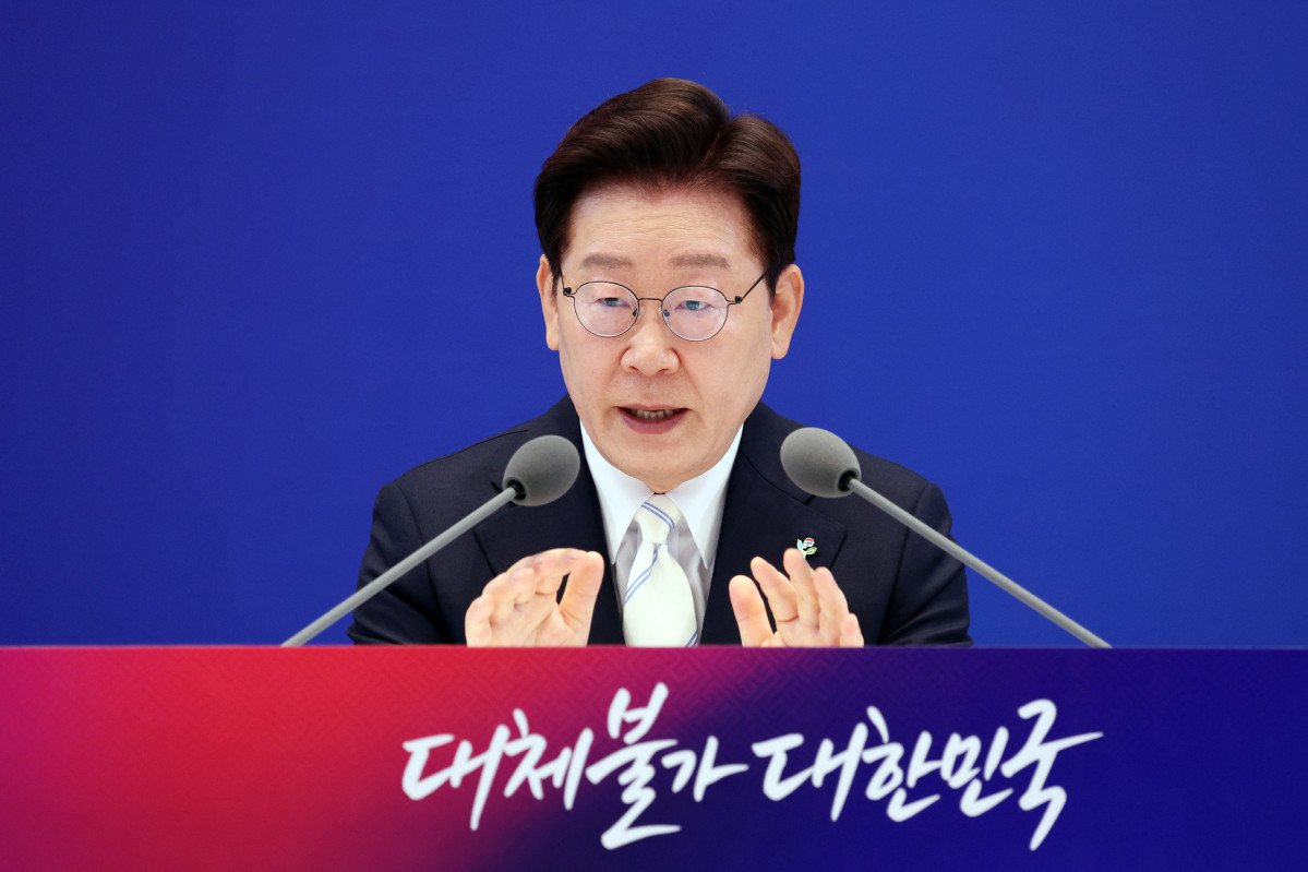 ▲이재명 대통령이 8일 청와대 영빈관에서 열린 취임 1주년 기자회견에서 발언하고 있다. 사진=연합뉴스
